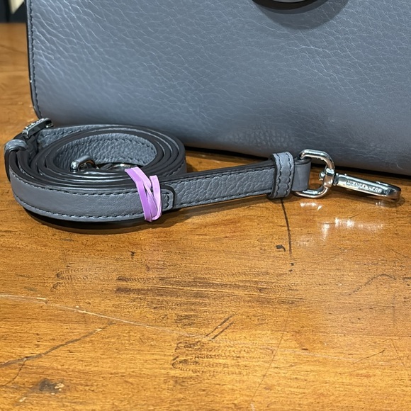 EUC Michael Kors Hudson Large Leather Satchel Crossbody Bag Gray COI Included - Picture 3 of 15